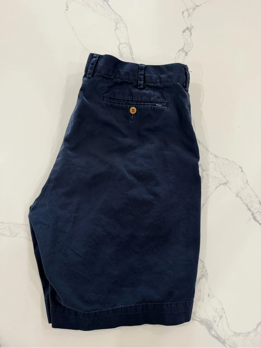Polo Ralph Lauren Mens Chino Shorts Size 36 Navy Blue Flat Front 9” Inseam